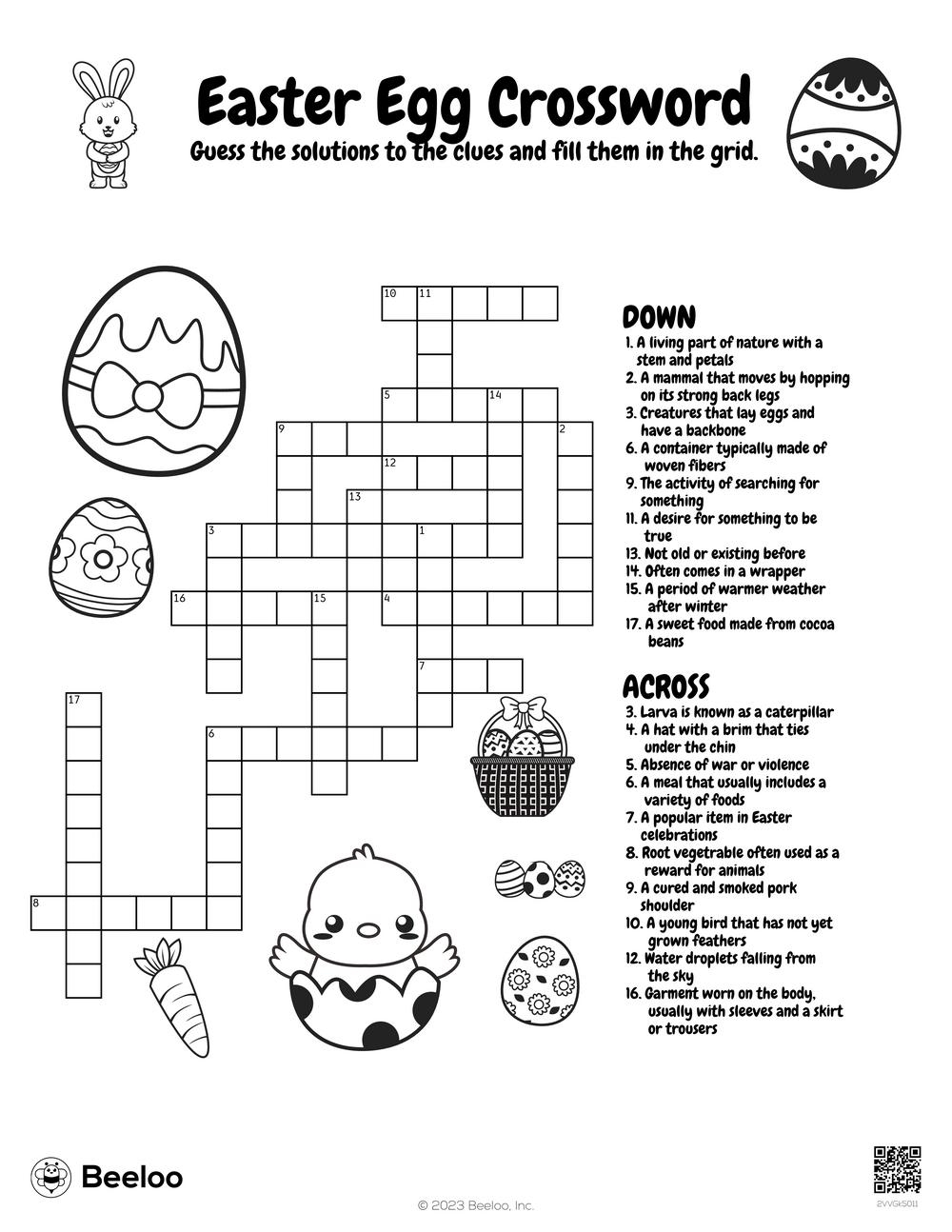 Springtime Easter themed Crossword Puzzles Beeloo Printable Crafts And Activities For Kids