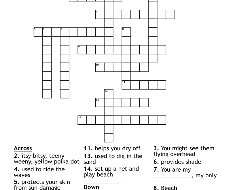Summer Beach Fun Crossword WordMint
