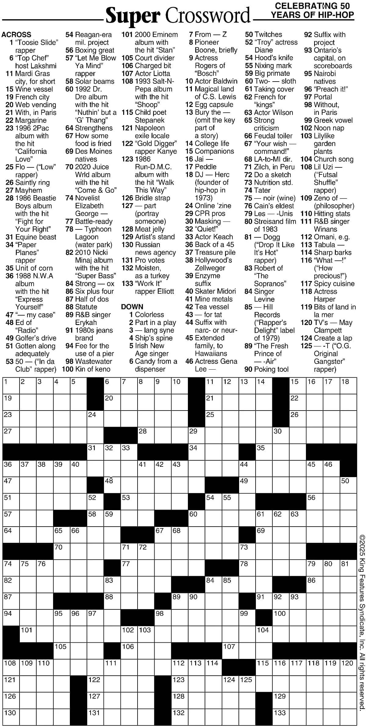 Super Crossword Celebrating 50 Years Of Hip Hop Your West Central Voice Super Crossword Celebrating 50 Years Of Hip Hop Your West Central Voice