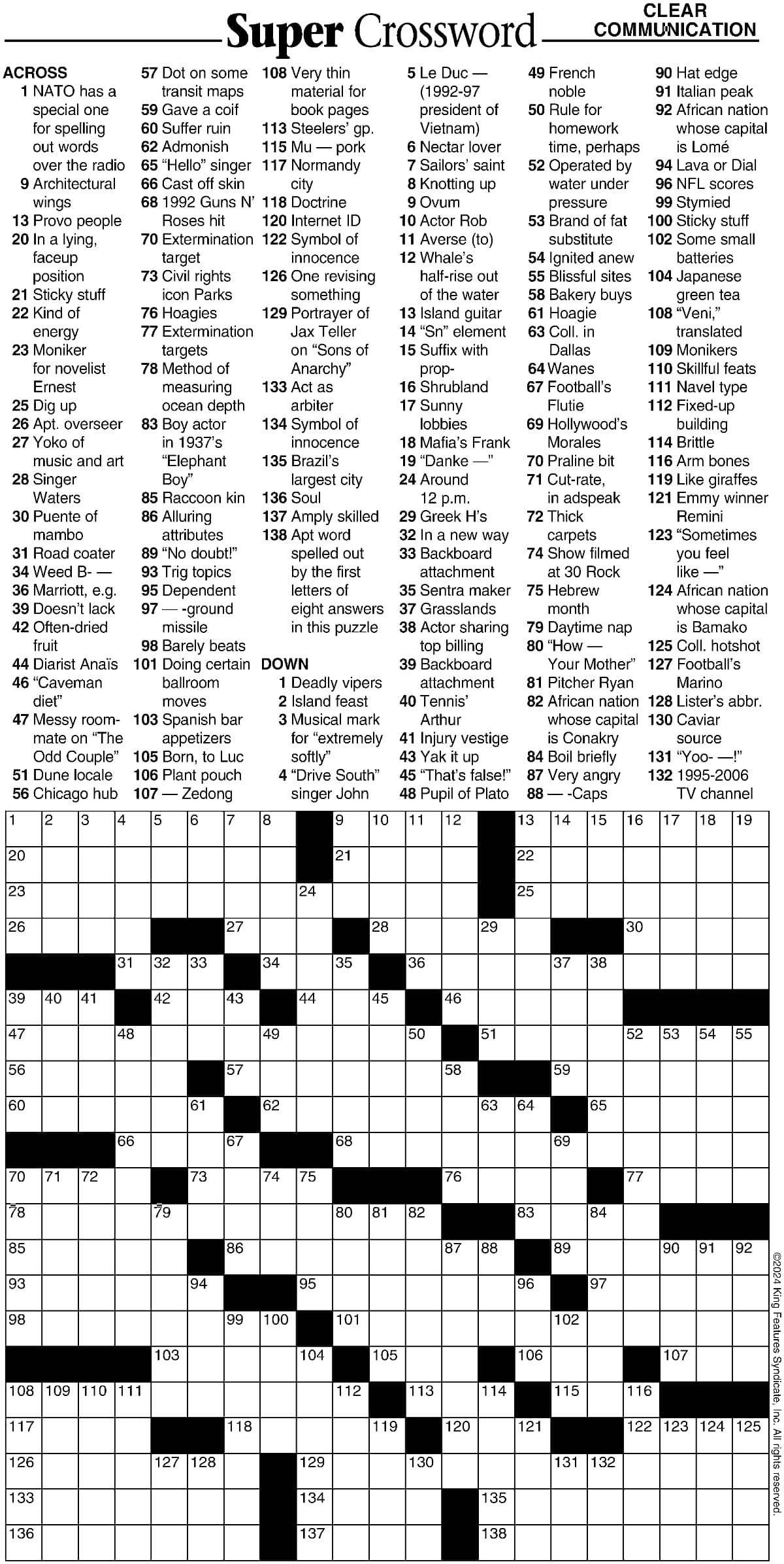 Super Crossword Clear Communication Your West Central Voice