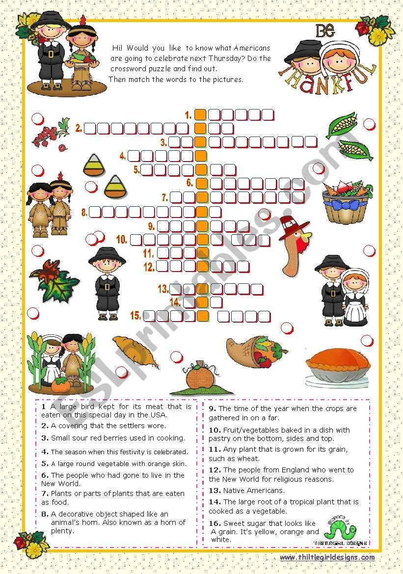 Thanksgiving Crossword Puzzle ESL Worksheet By Mena22 Worksheets Library Thanksgiving Crossword Puzzle ESL Worksheet By Mena22 Worksheets Library