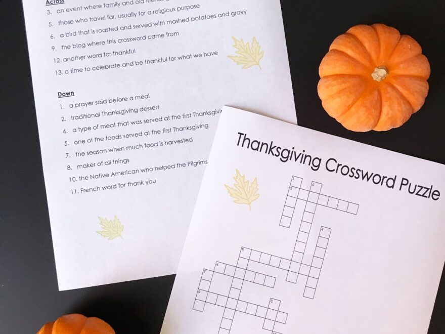 Thanksgiving Crossword Puzzle Word Search Life As Mom