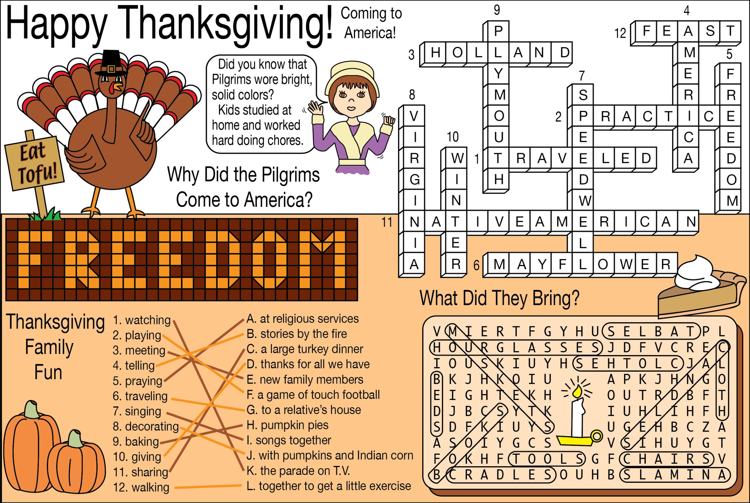 Thanksgiving Printable Puzzle Set Pilgrims Journey To Freedom Made By Teachers
