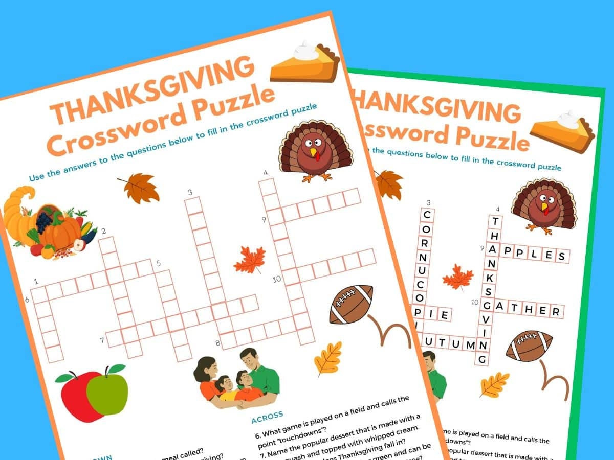 Free Thanksgiving Crossword Puzzles Printable