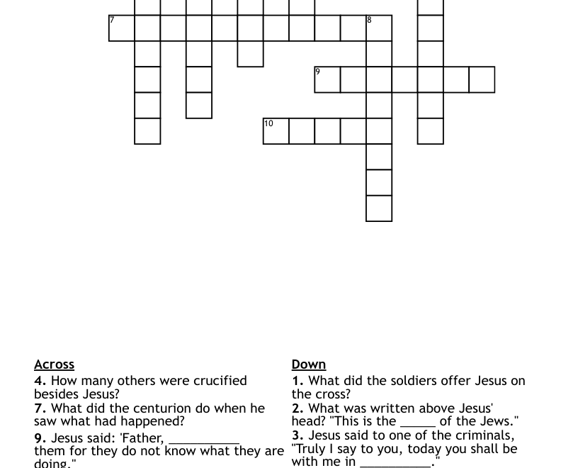 The Crucifixion Of Jesus Luke 23 26 49 Crossword WordMint