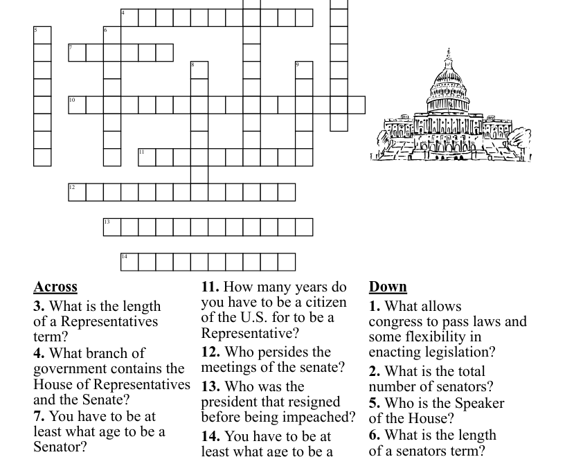 The Legislative Branch Crossword WordMint