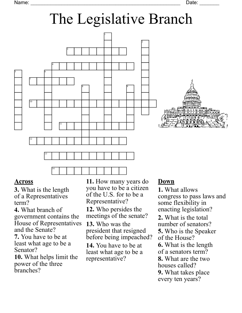The Legislative Branch Crossword WordMint