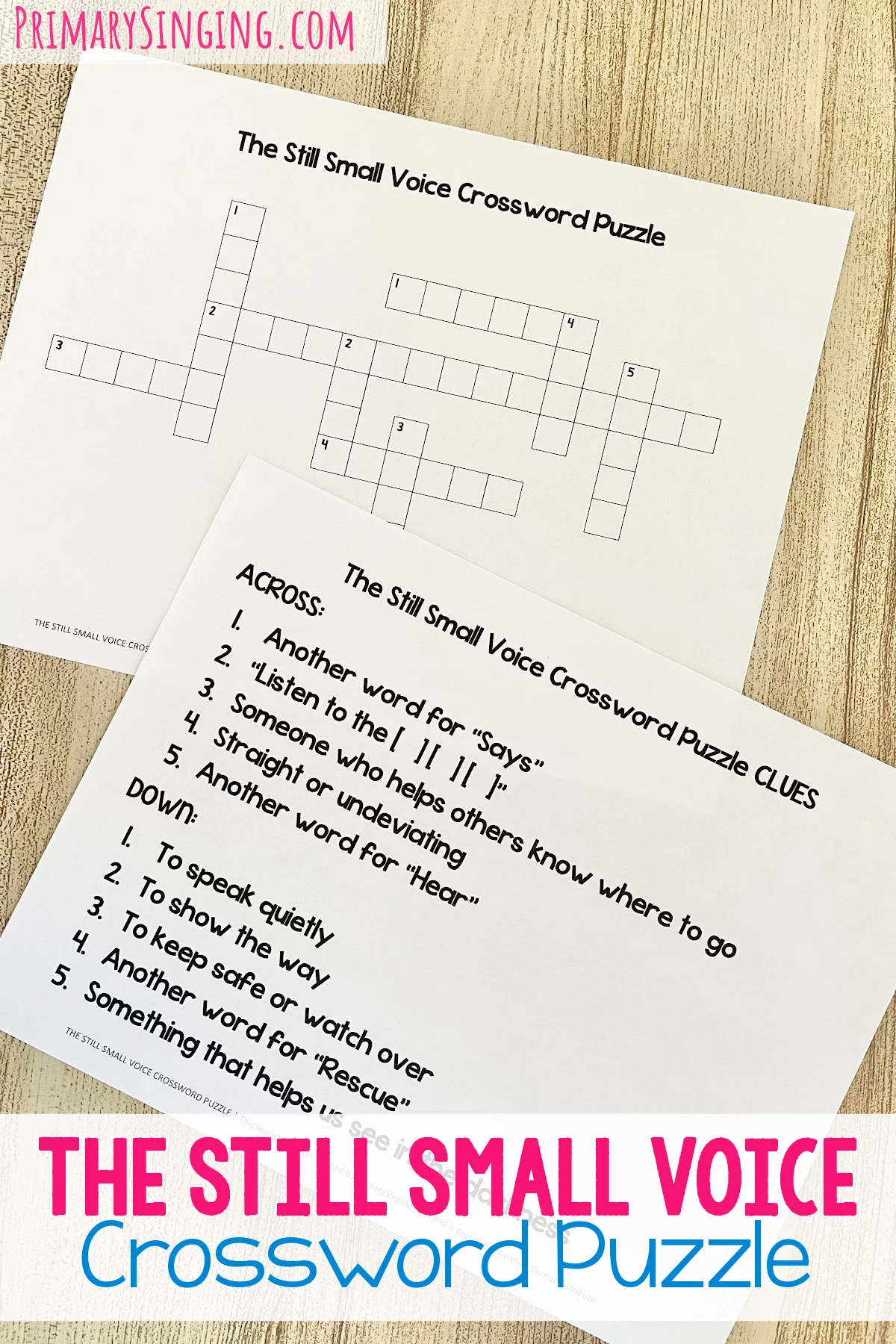 The Still Small Voice Crossword Puzzle Primary Singing