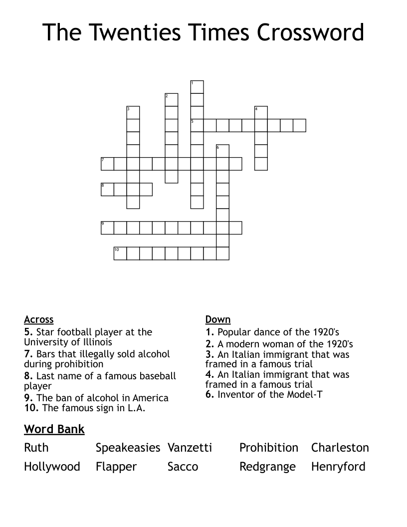 The Twenties Times Crossword WordMint