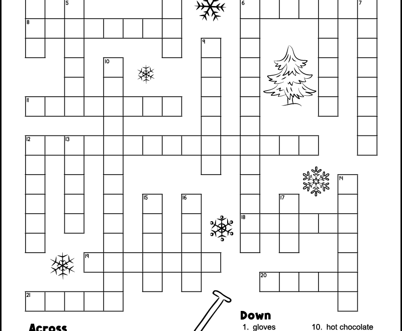Tree Valley Academy X Free Printable Winter Themed Crossword Puzzle To Help Beginner Or Intermediate Level Students To Build Their French Vocabulary The 23 Clues Are In English And The Answers