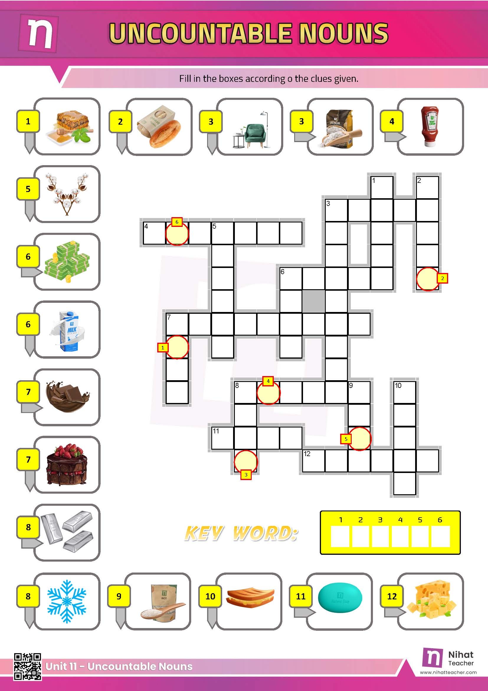 Crossword Puzzles Nouns Printable
