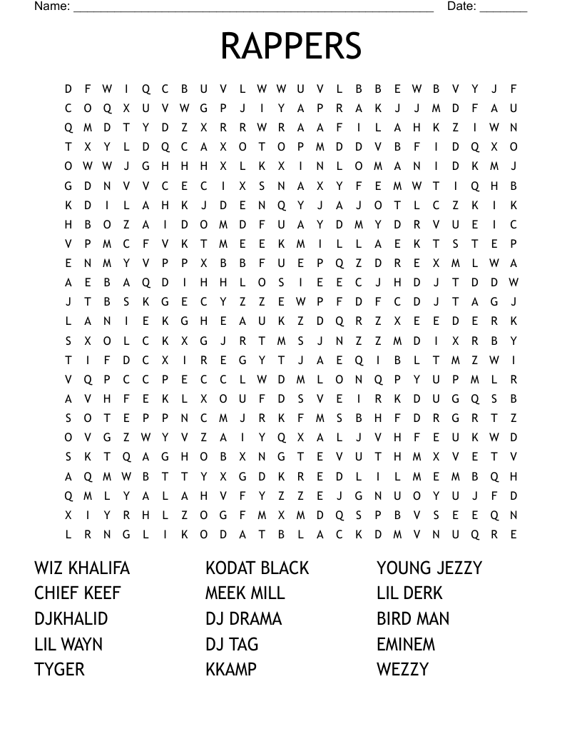 Urban Hip Hop Crosswords Word Searches Bingo Cards WordMint Urban Hip Hop Crosswords Word Searches Bingo Cards WordMint