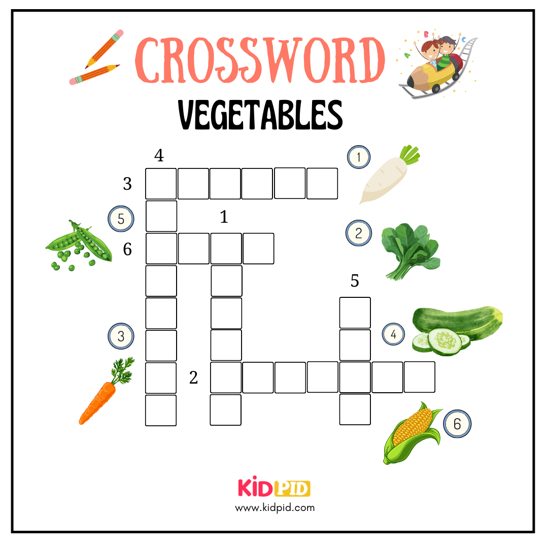 Vegetables Crosswords Worksheet For Grade 3 Kidpid
