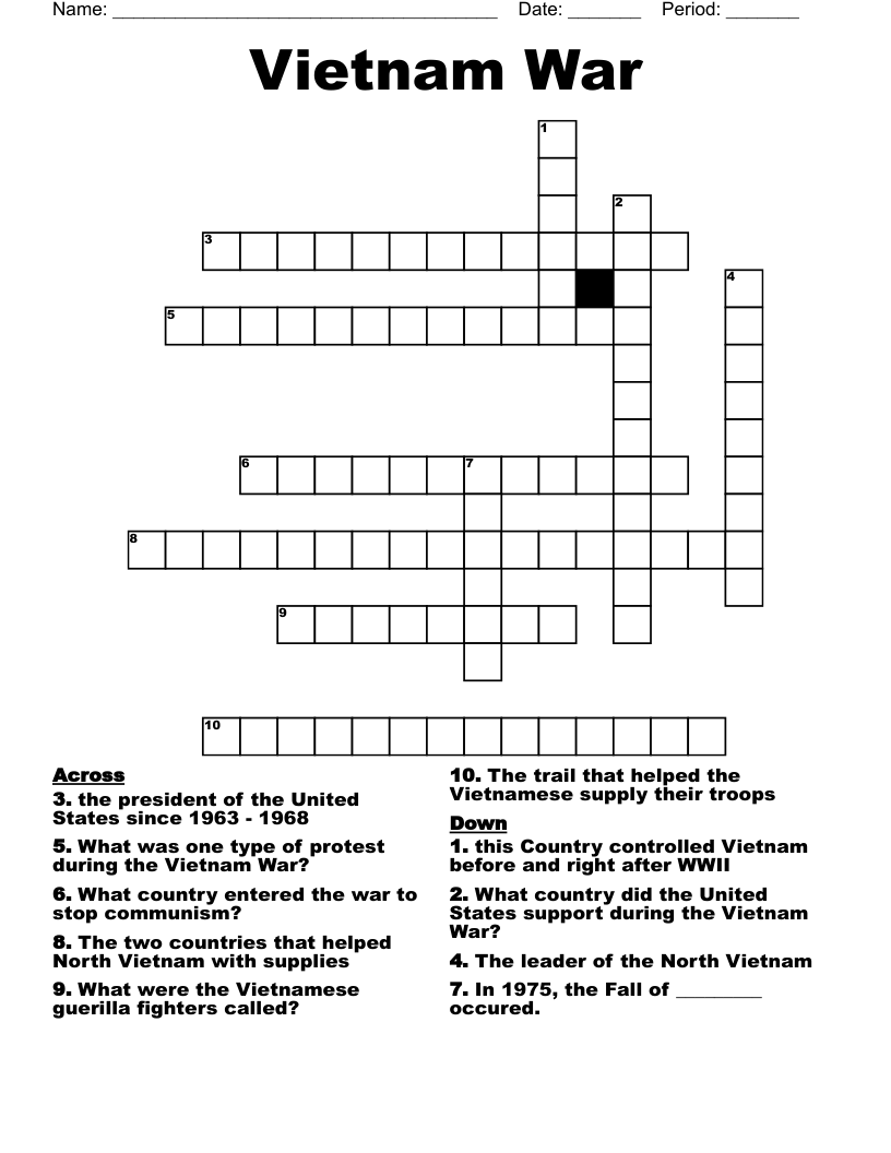 Vietnam War Crossword WordMint