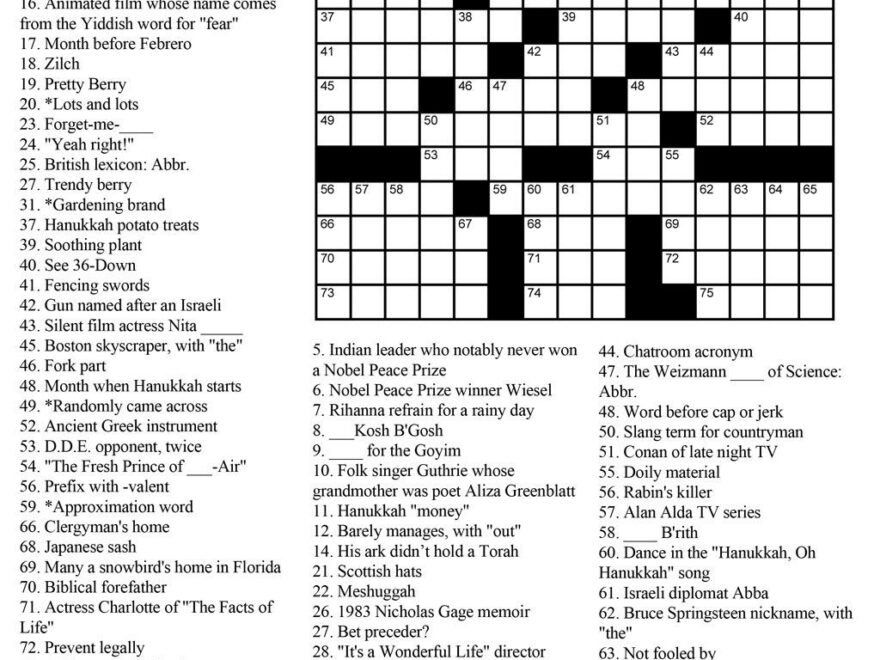 Wind Down With Our Hanukkah Crossword Puzzle Tablet Magazine