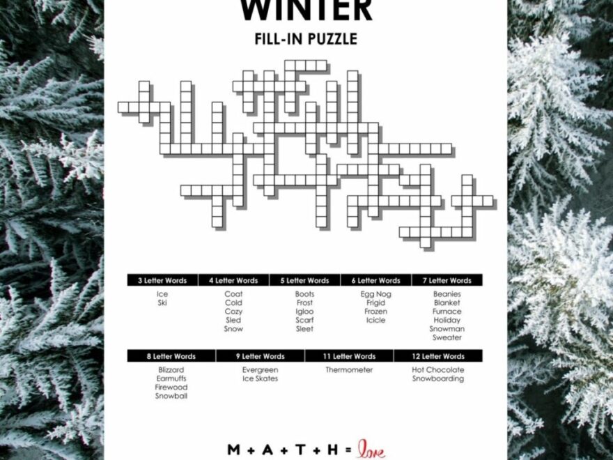Winter Fill In Puzzle FREE Printable PDF