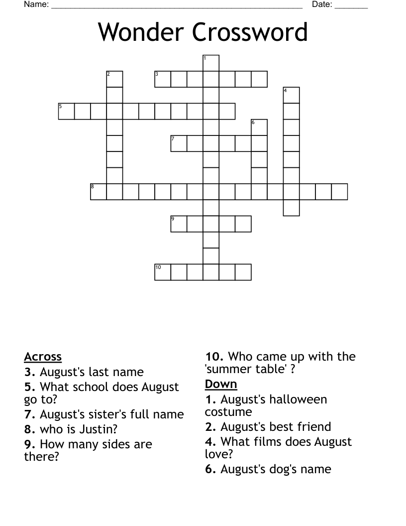 Wonder Crossword WordMint Wonder Crossword WordMint