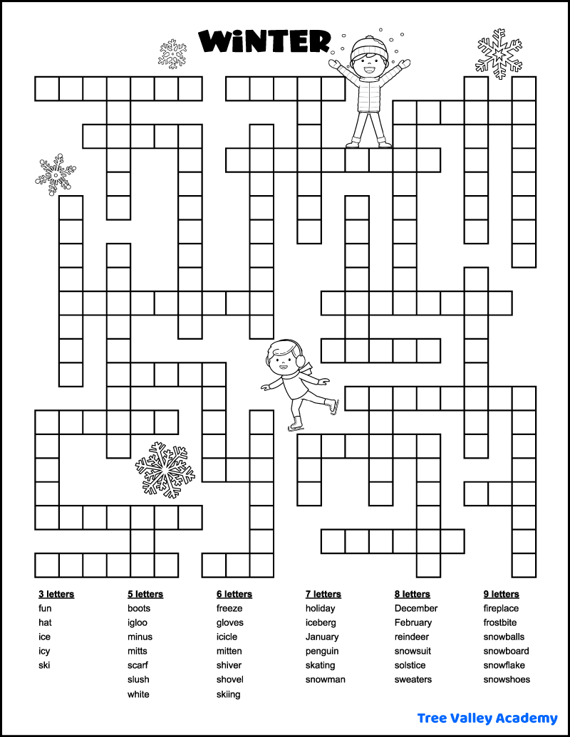 27 Printable Winter Word Puzzles Tree Valley Academy
