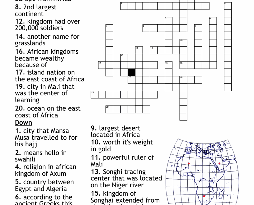 Africa Crossword Puzzle WordMint