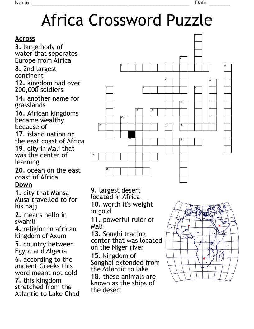 Africa Crossword Puzzle WordMint Africa Crossword Puzzle WordMint