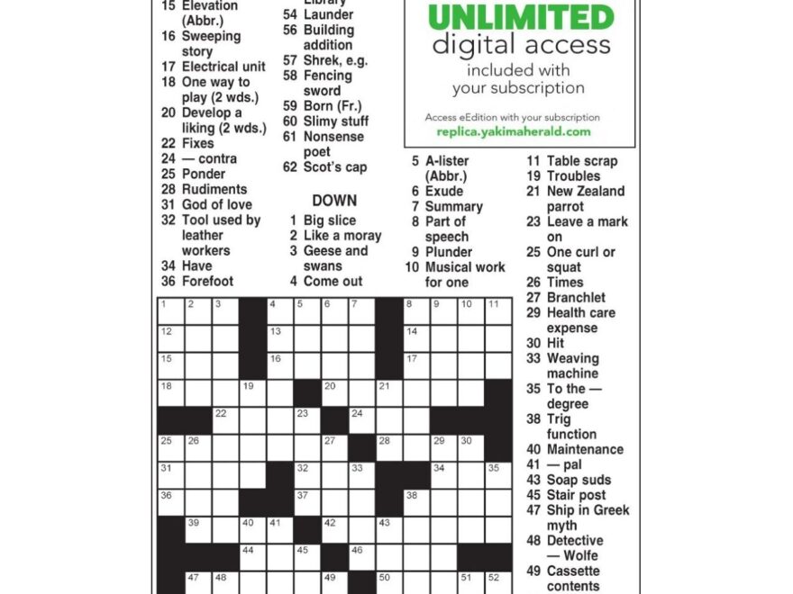 AM Crossword April 1 2025 Crosswords Yakimaherald
