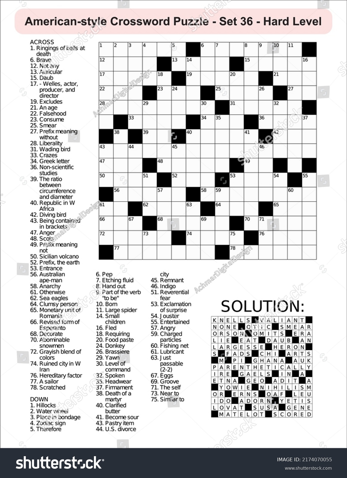 American style Crossword Puzzle Game 15 X Stock Vector Royalty Free 2174070055 Shutterstock