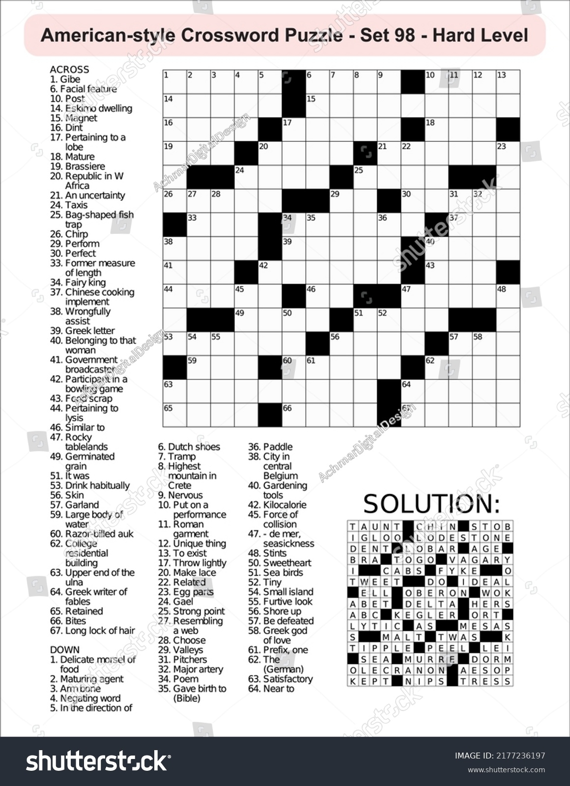 Printable Crossword Puzzles Adults