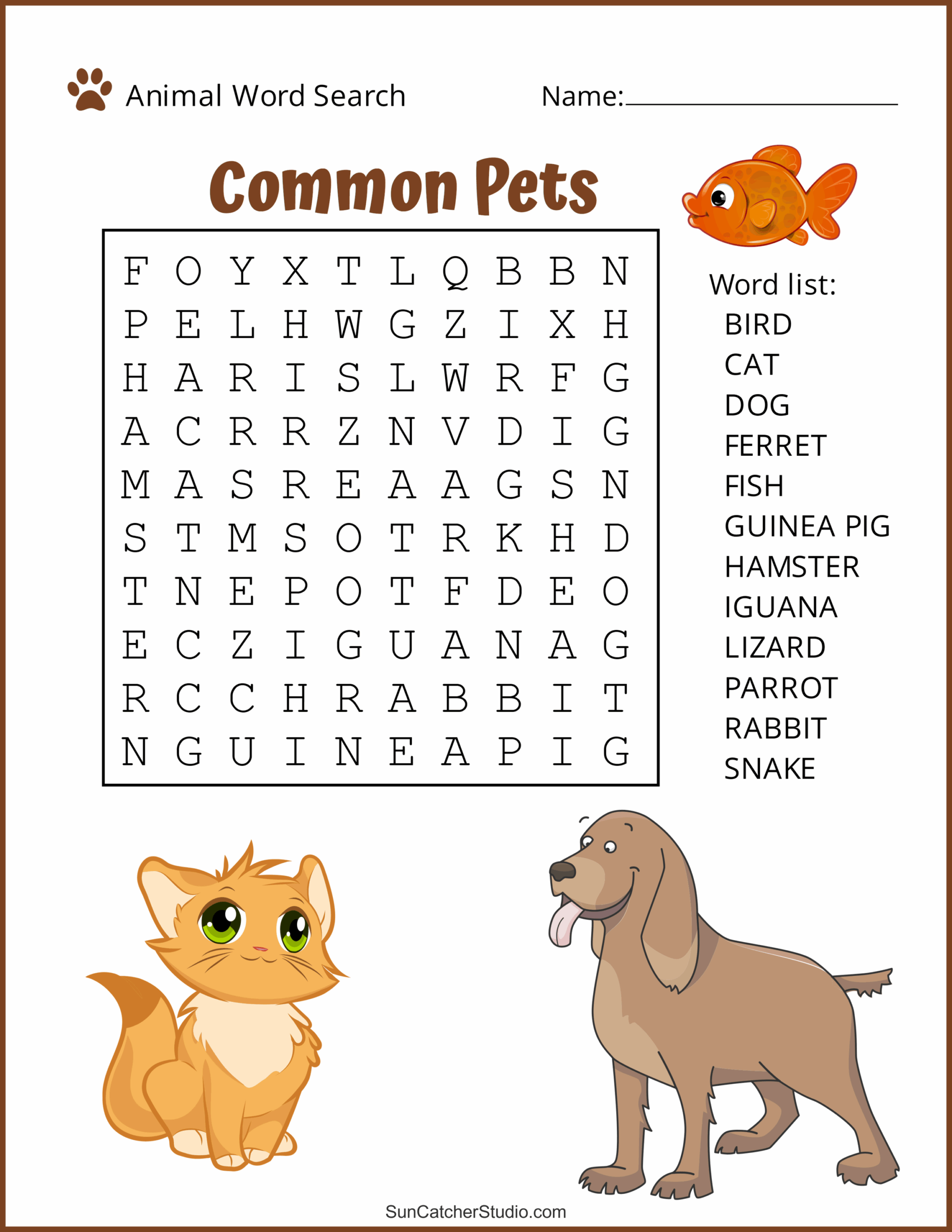 Animal Word Search Free Printable Dog Pet Dinosaur Puzzles Free Printables Monograms Design Tools Patterns DIY Projects