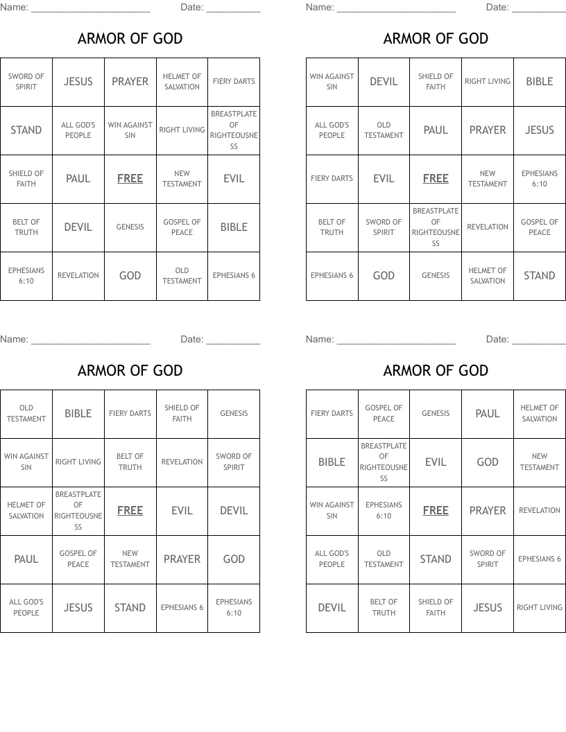 Printable Armor Of God Crossword Puzzle Printable Armor Of God Crossword Puzzle