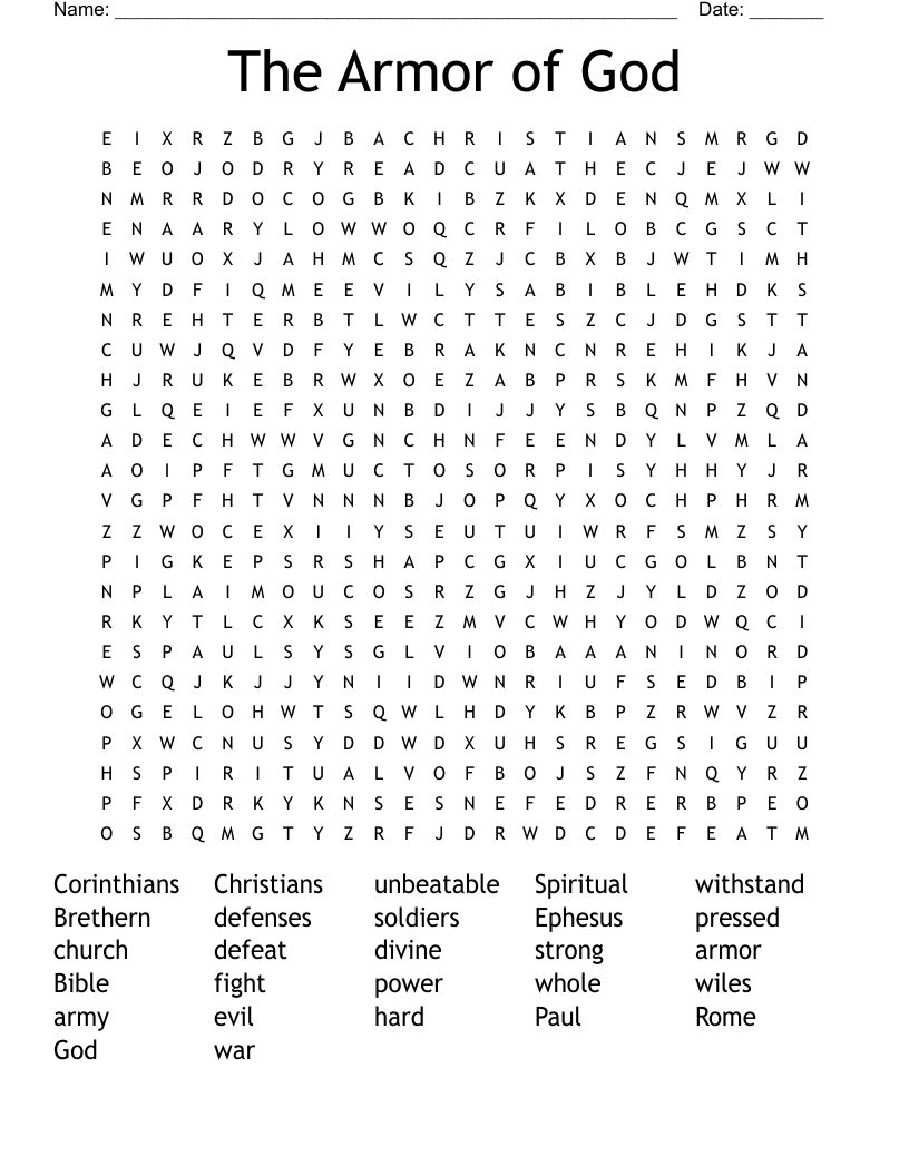 Armor Of God Crossword WordMint Armor Of God Crossword WordMint