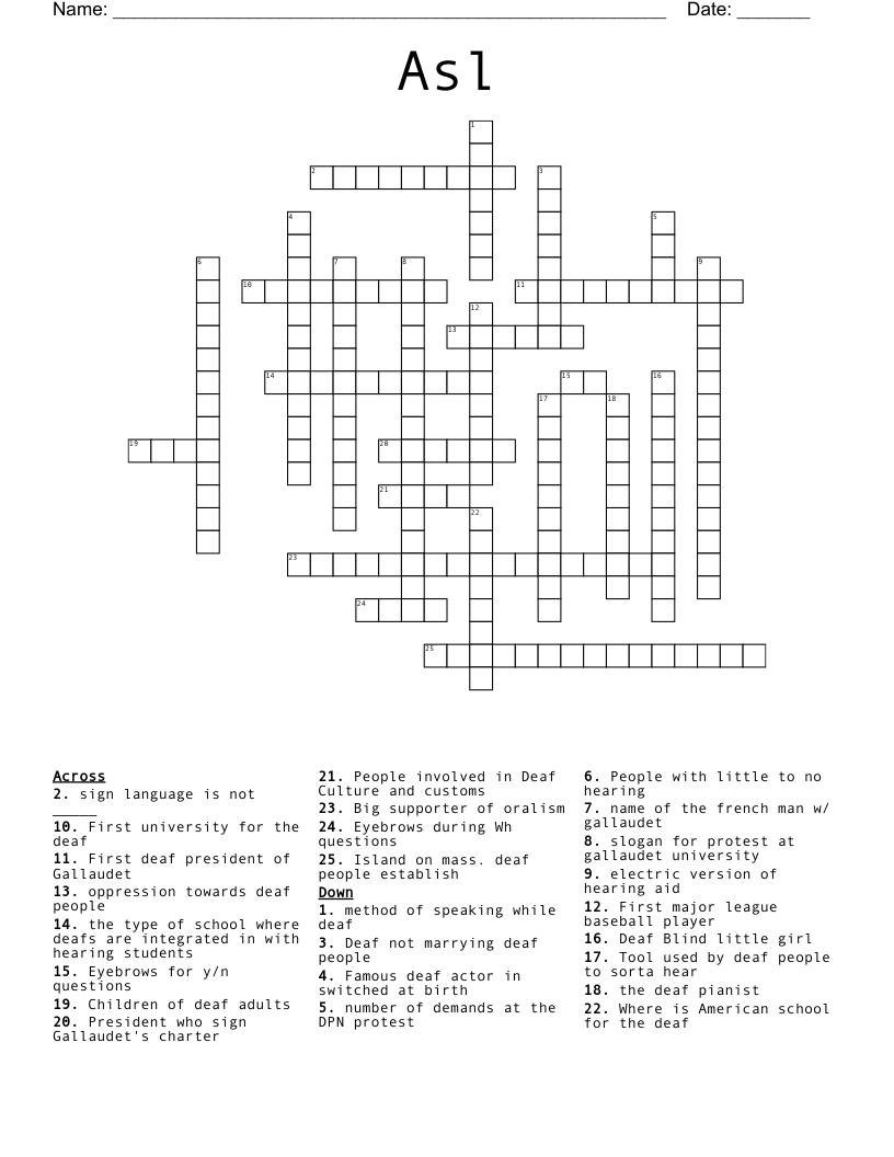 ASL Crossword WordMint