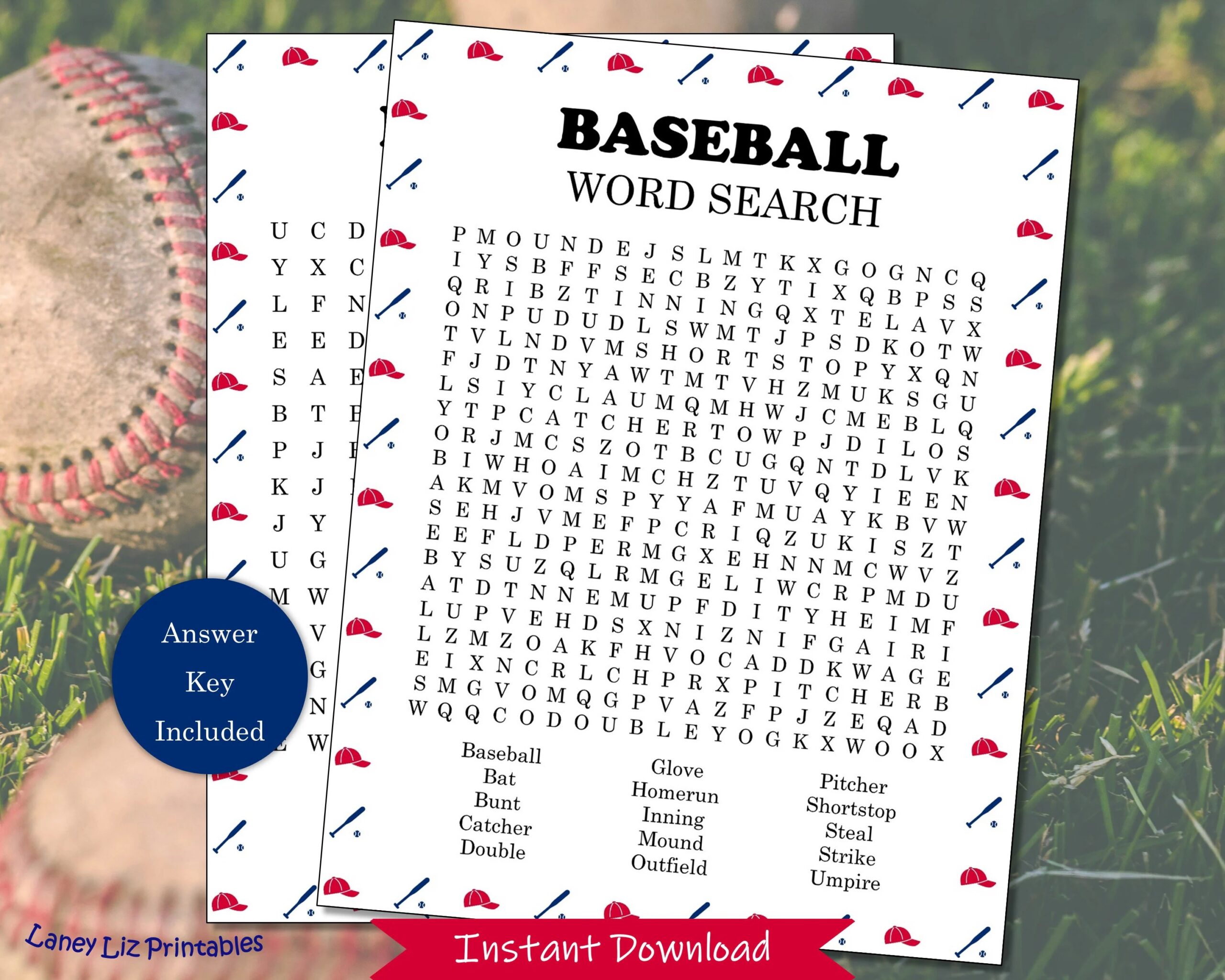 Baseball Word Search Printable MLB Word Puzzle Etsy