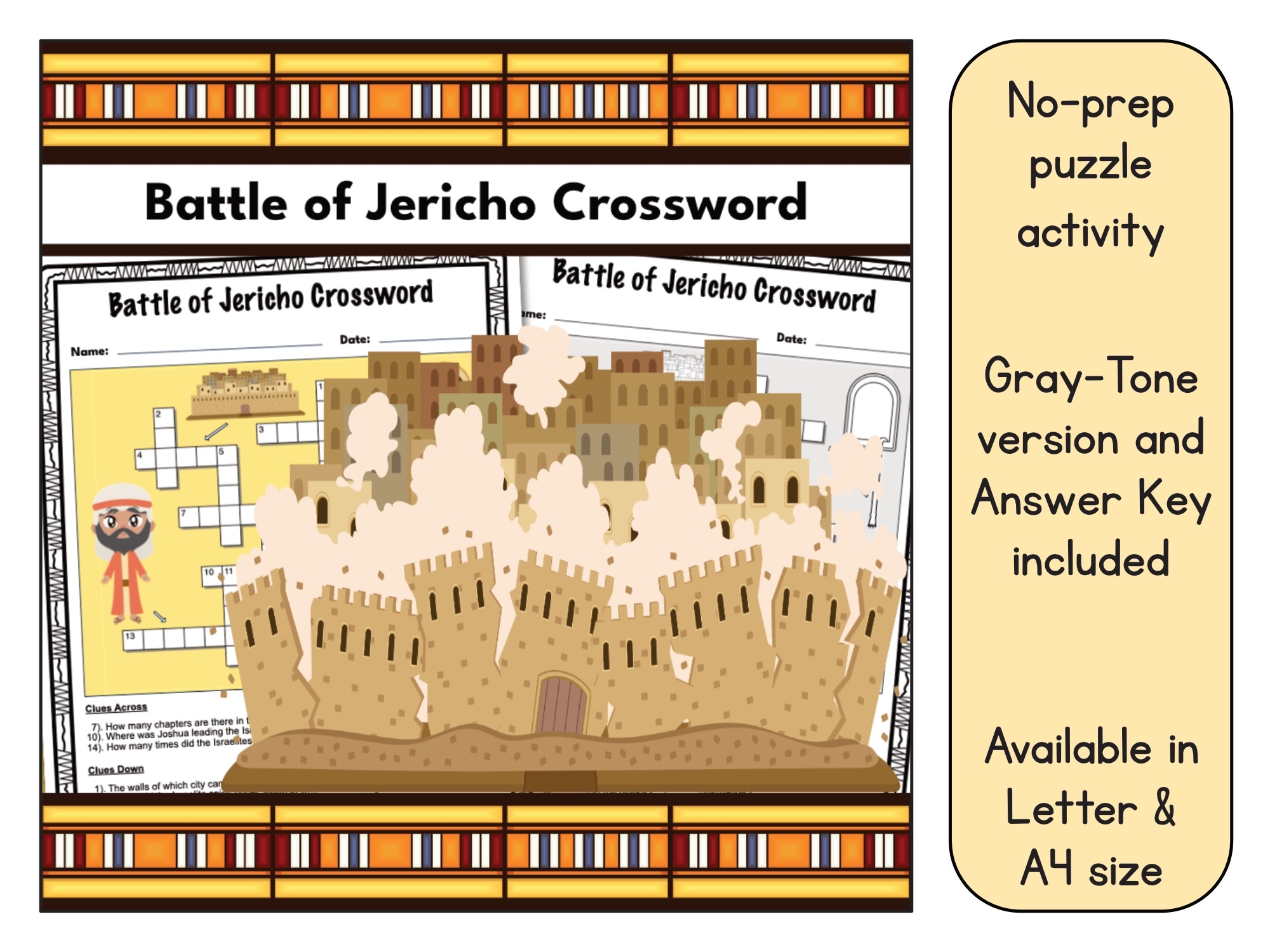 Battle Of Jericho Crossword Puzzle Printable Made By Teachers