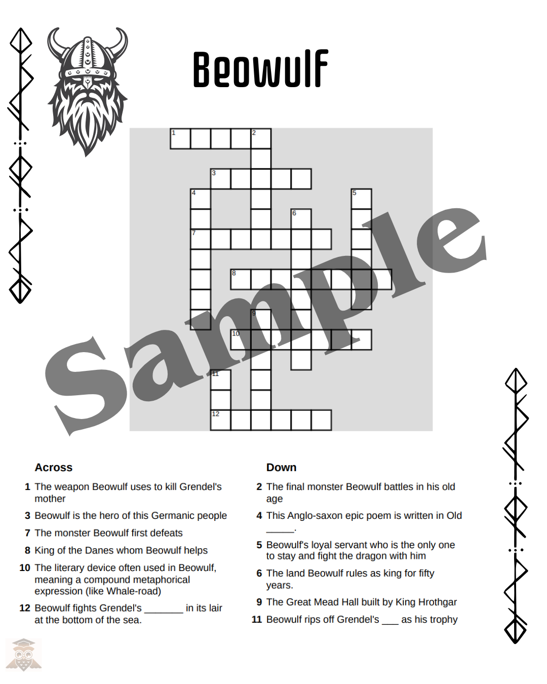 Beowulf Crossword Puzzle British Literature Classful Beowulf Crossword Puzzle British Literature Classful
