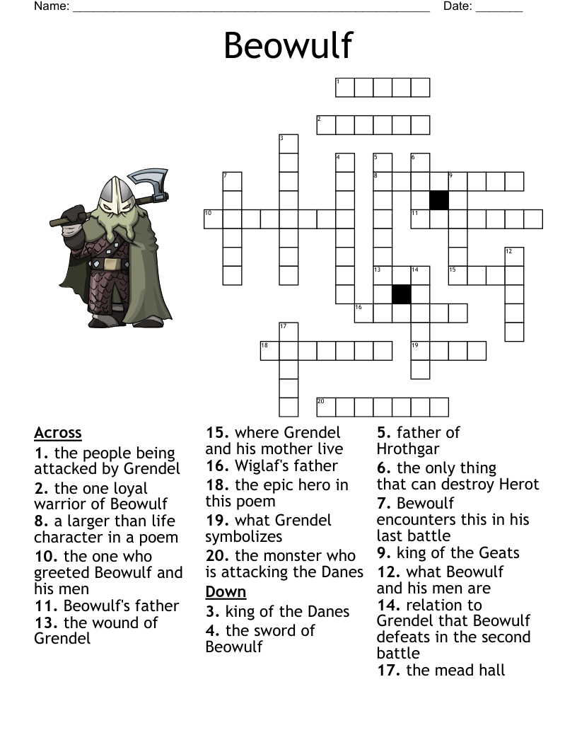 Beowulf Crossword WordMint Beowulf Crossword WordMint