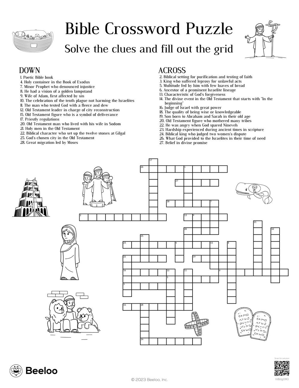 Bible Crossword Puzzle Beeloo Printable Crafts And Activities For Kids