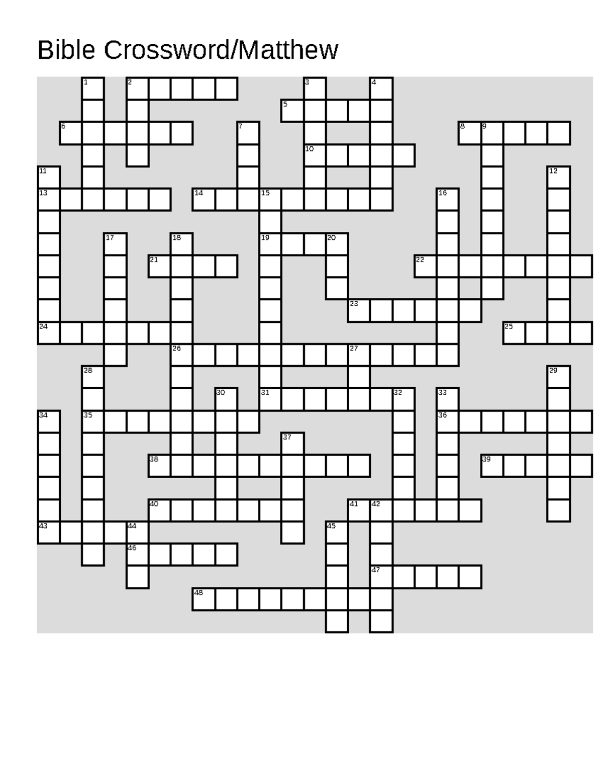 Religious Crossword Puzzles Printable