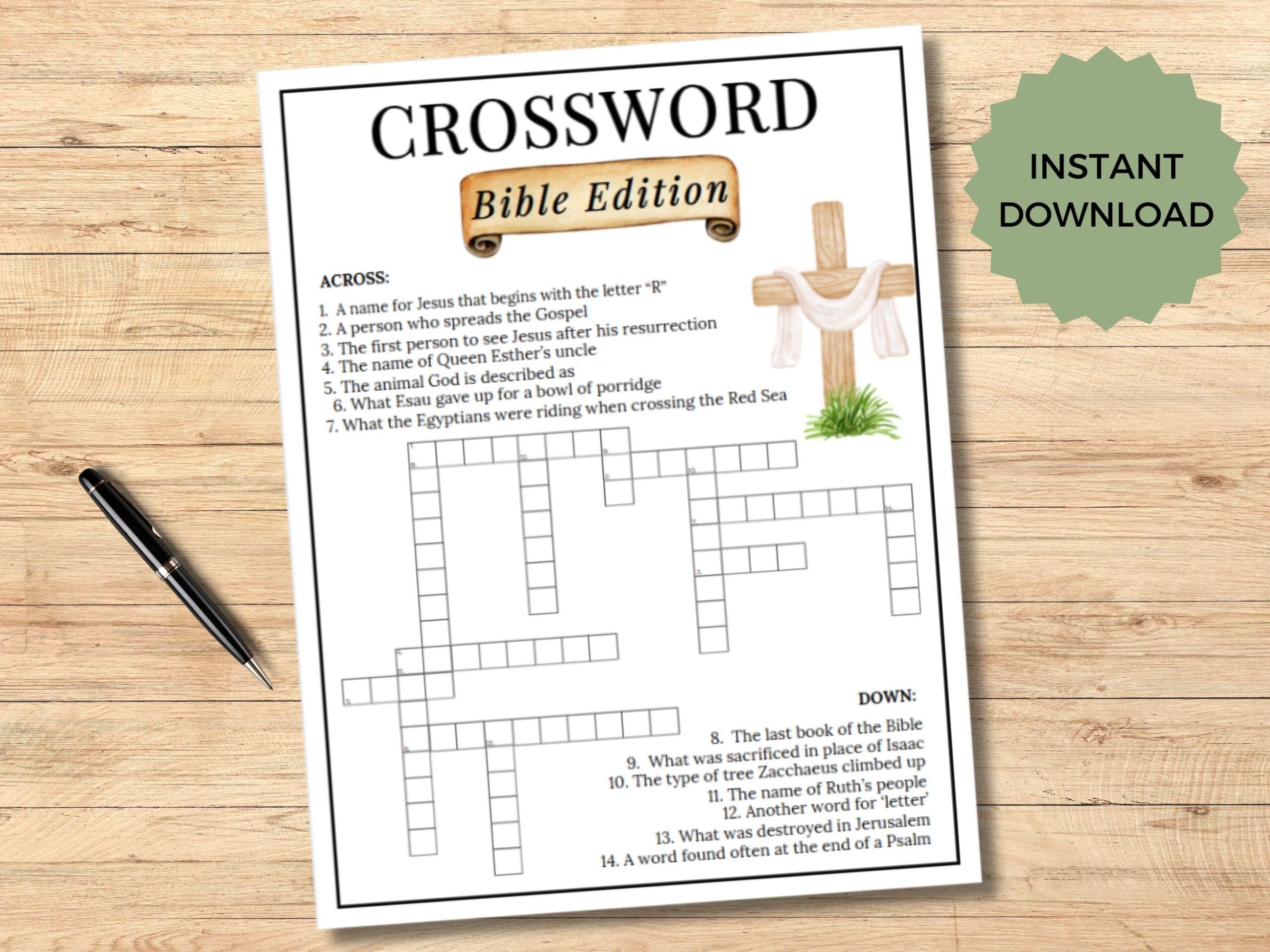 Bible Games For Kids Kids Bible Study Game Christian Games Sunday School Game Bible Crossword Puzzle Printable Crossword Game Etsy