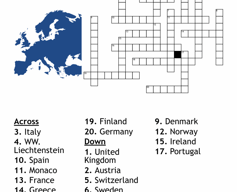 Capitals Of Western European Countries Crossword WordMint