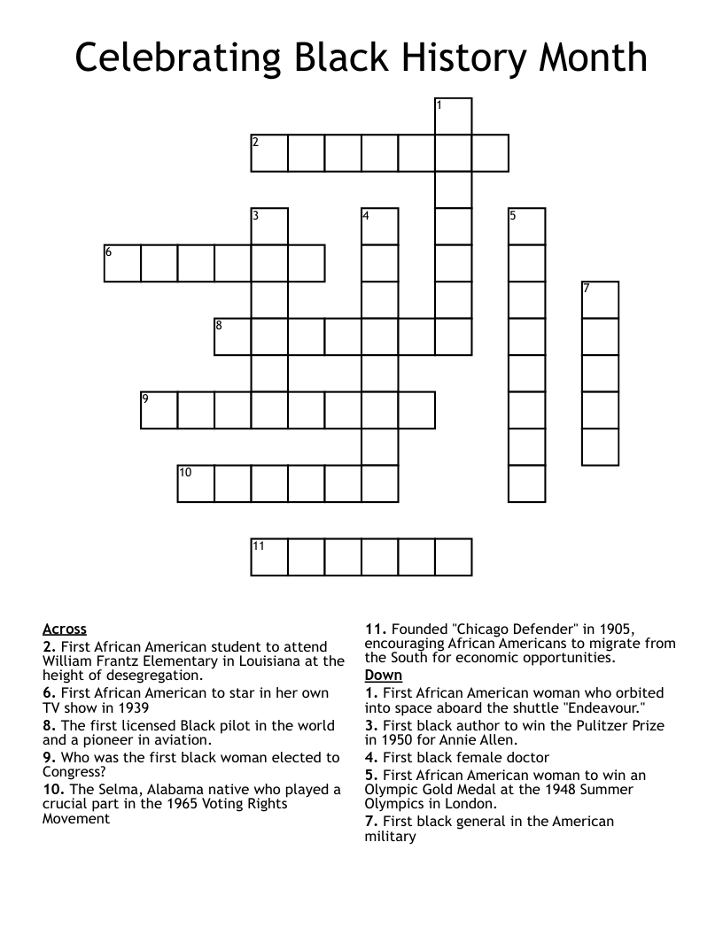 Celebrating Black History Month Crossword WordMint