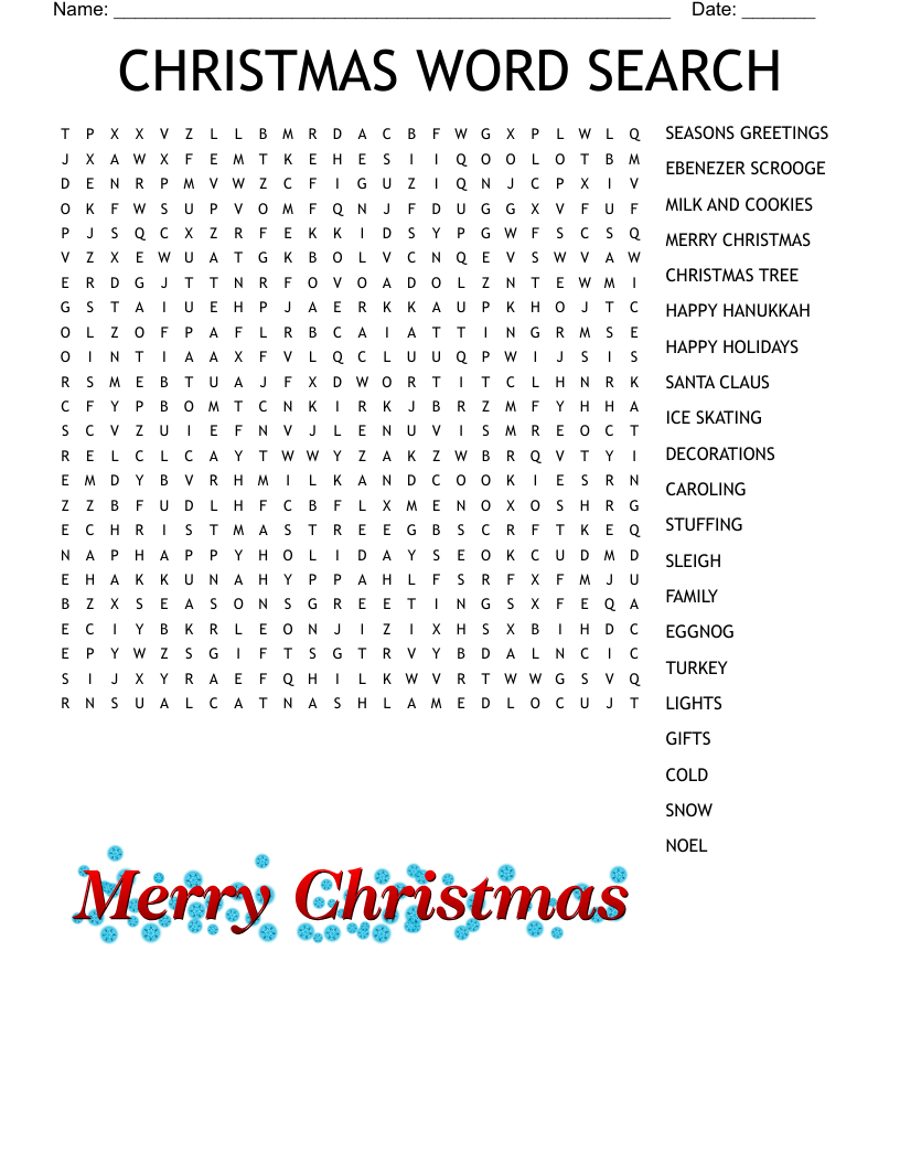 Christmas And New Year Crossword WordMint