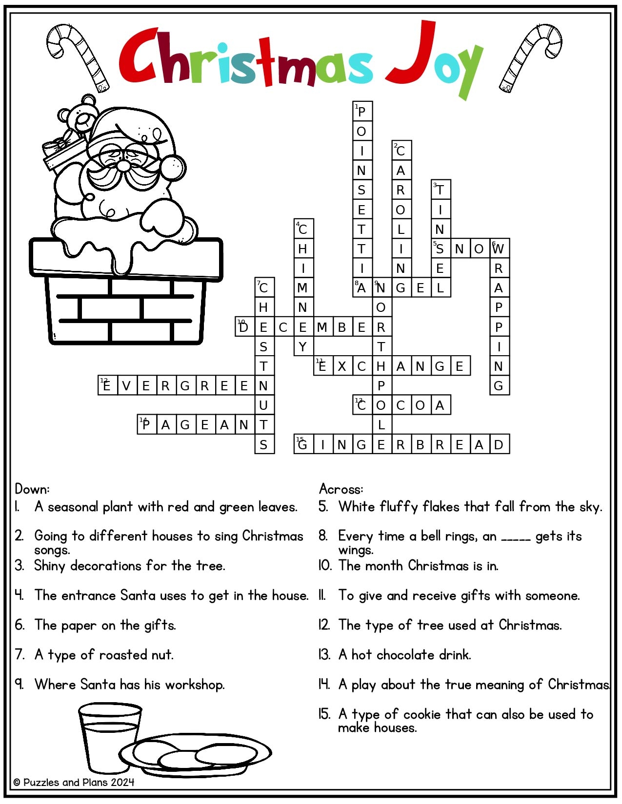 Christmas Joy Crossword Puzzle To Print Puzzlesandplans