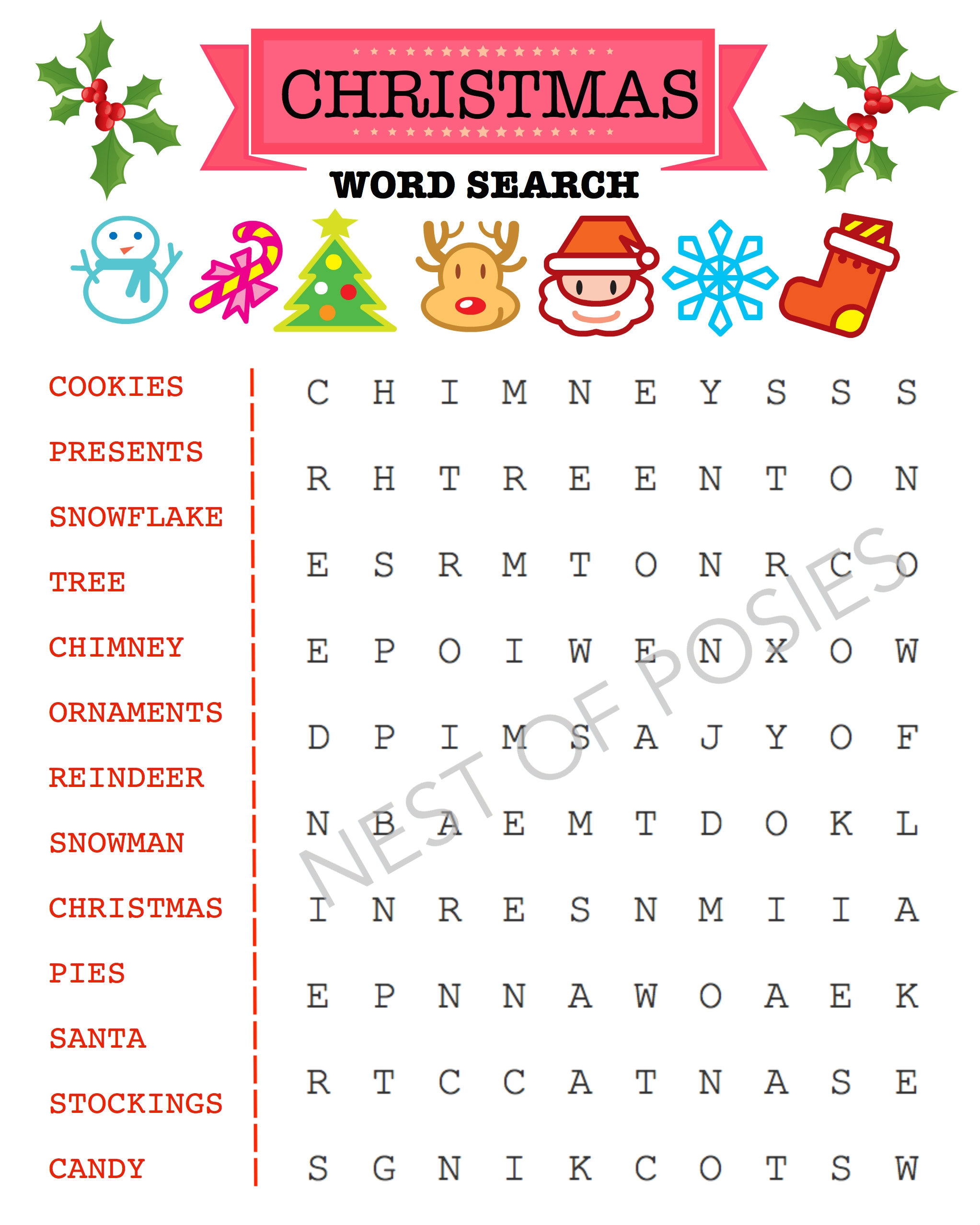 Christmas Word Puzzle Printables For Kids Nest Of Posies Worksheets Library