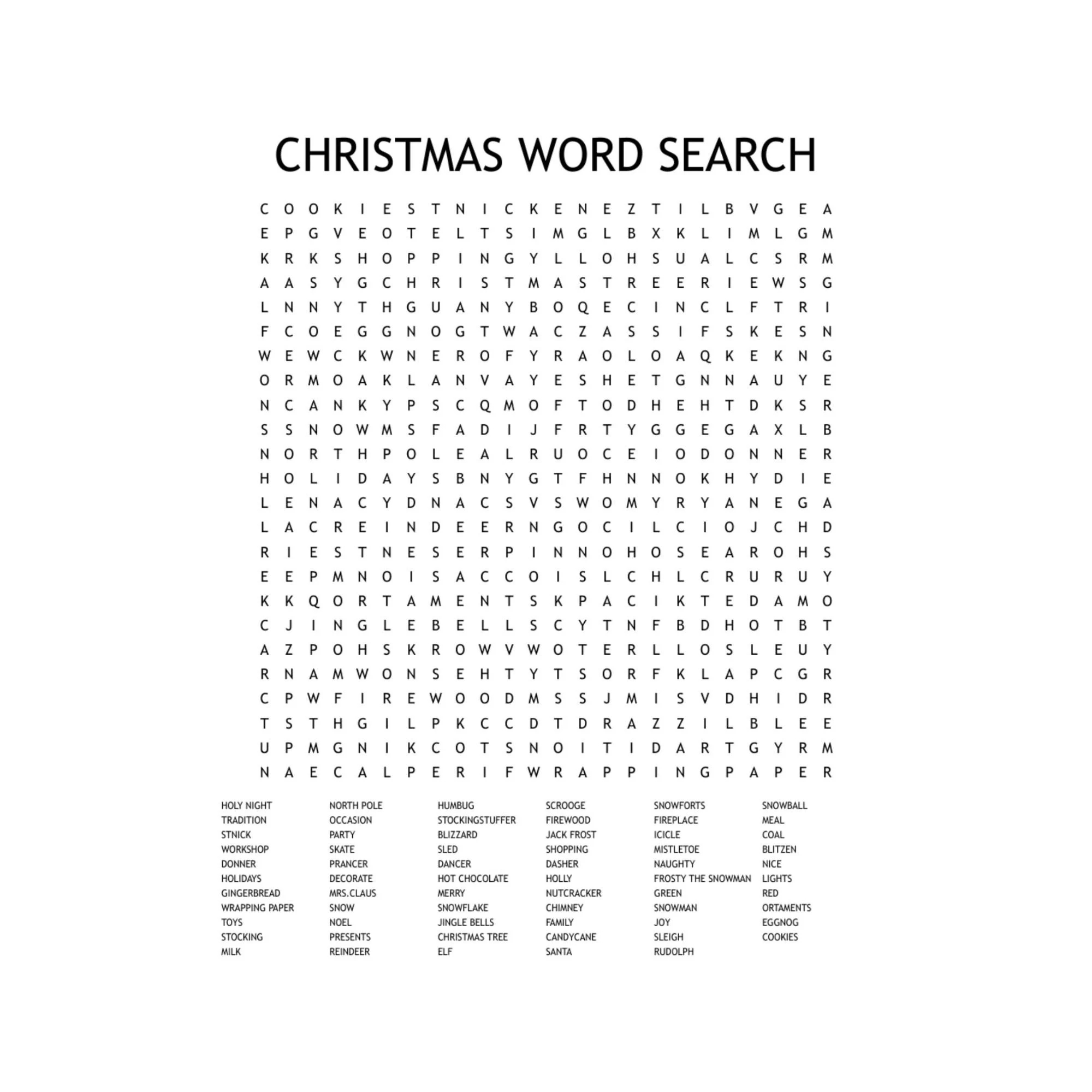 Christmas Word Search Pdf Etsy