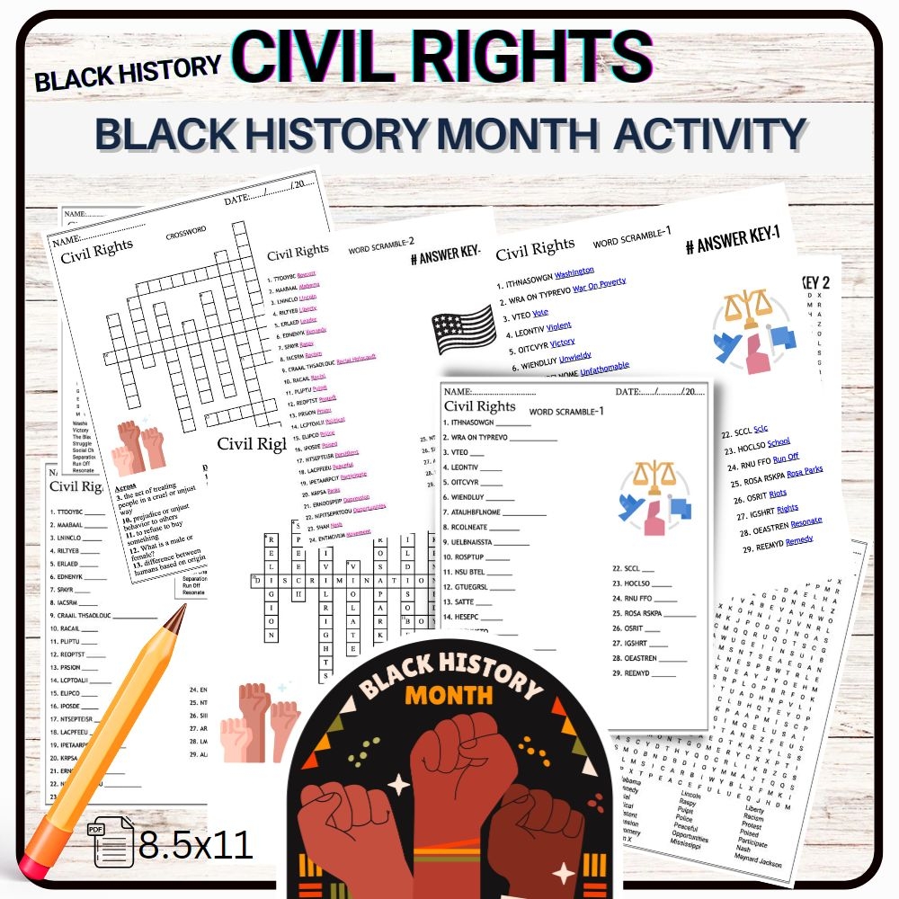 Civil Rights Games Worksheets Black History Month Activity Made By Teachers