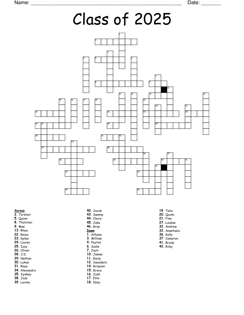 Class Of 2025 Crossword WordMint