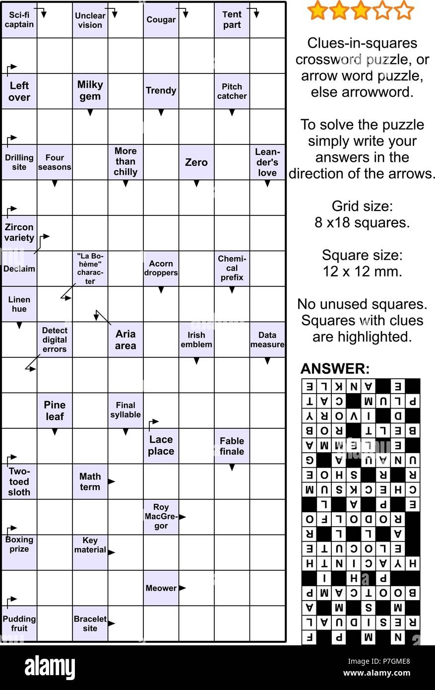 Clues in squares Crossword Puzzle Or Arrow Word Puzzle Else Arrowword Or Scanword Real Size Answer Included Stock Vector Image Art Alamy