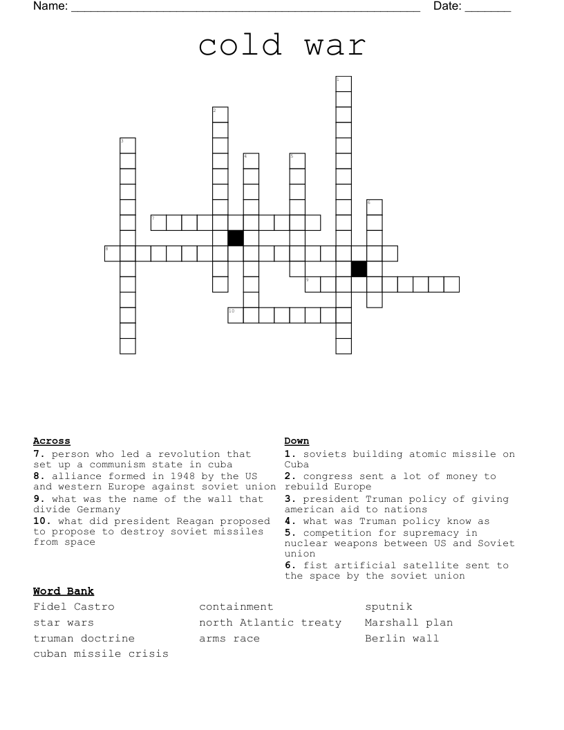 Cold War Crossword WordMint