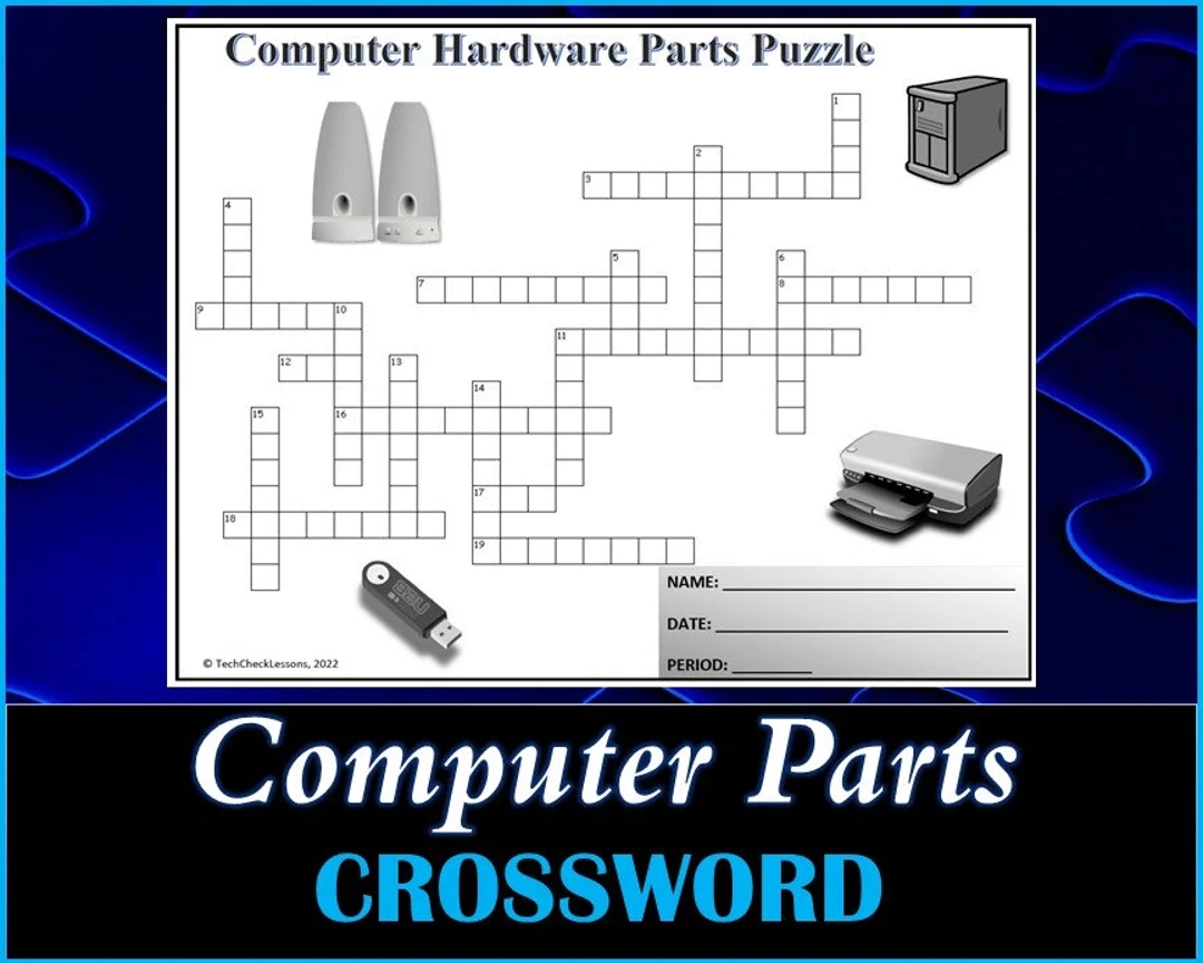 Computer Hardware Parts Crossword Puzzle Worksheet DIGITAL DOWNLOAD Etsy