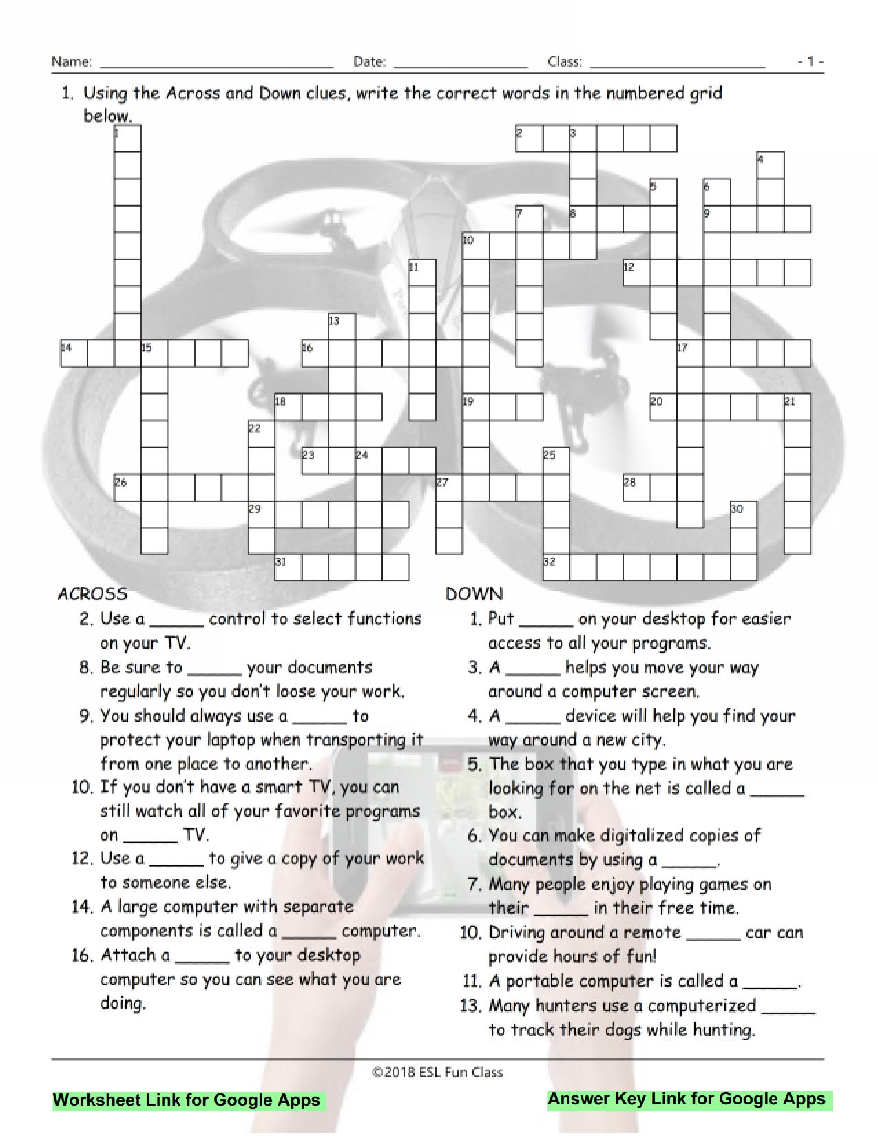 Computer Technology Interactive Crossword Puzzle For Google Apps Teaching Resources